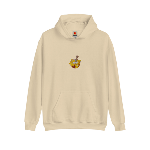 Dessuadora brodada amb morter d’allioli – beix - Tot Queda en Família