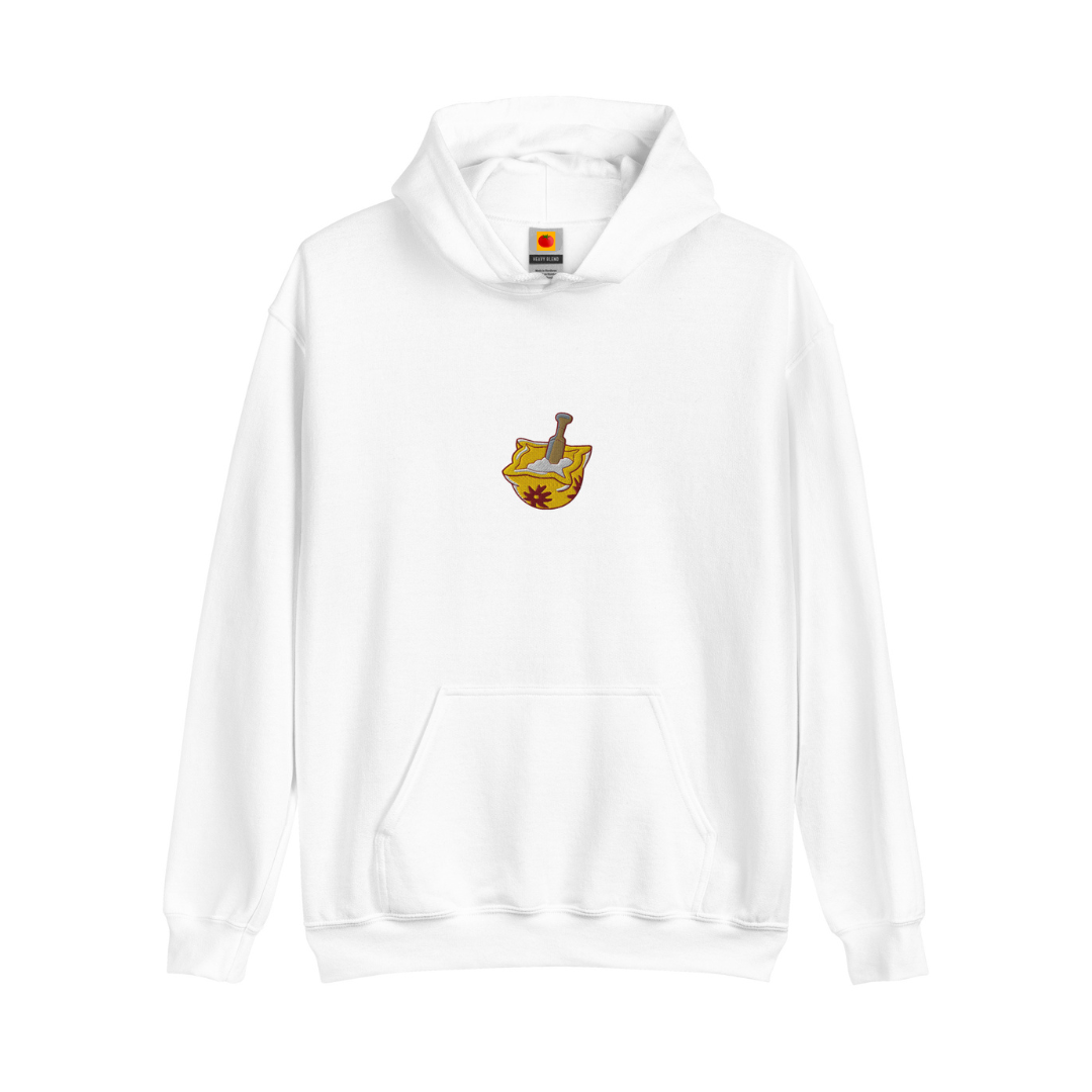 Dessuadora brodada amb morter d’allioli – blanc - Tot Queda en Família