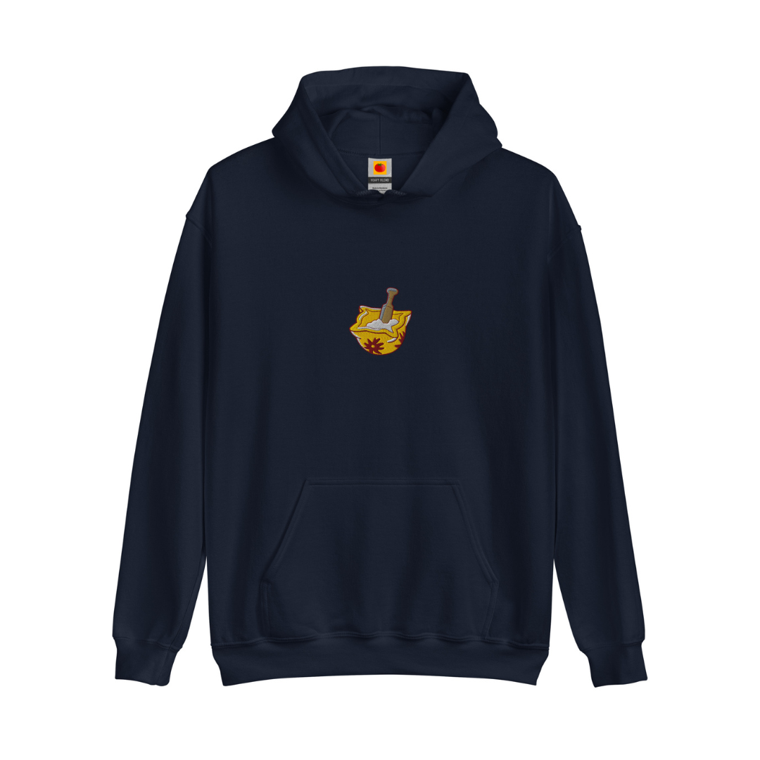 Dessuadora brodada amb morter d’allioli – blau mari - Tot Queda en Família