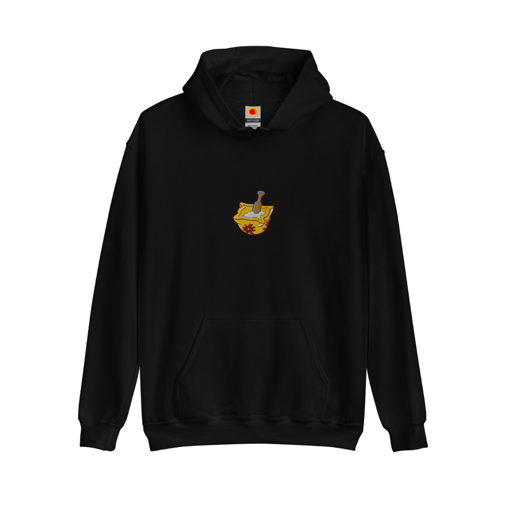 Dessuadora brodada amb morter d’allioli – negre - Tot Queda en Família