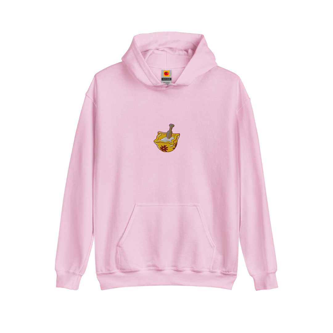 Dessuadora brodada amb morter d’allioli – rosa - Tot Queda en Família