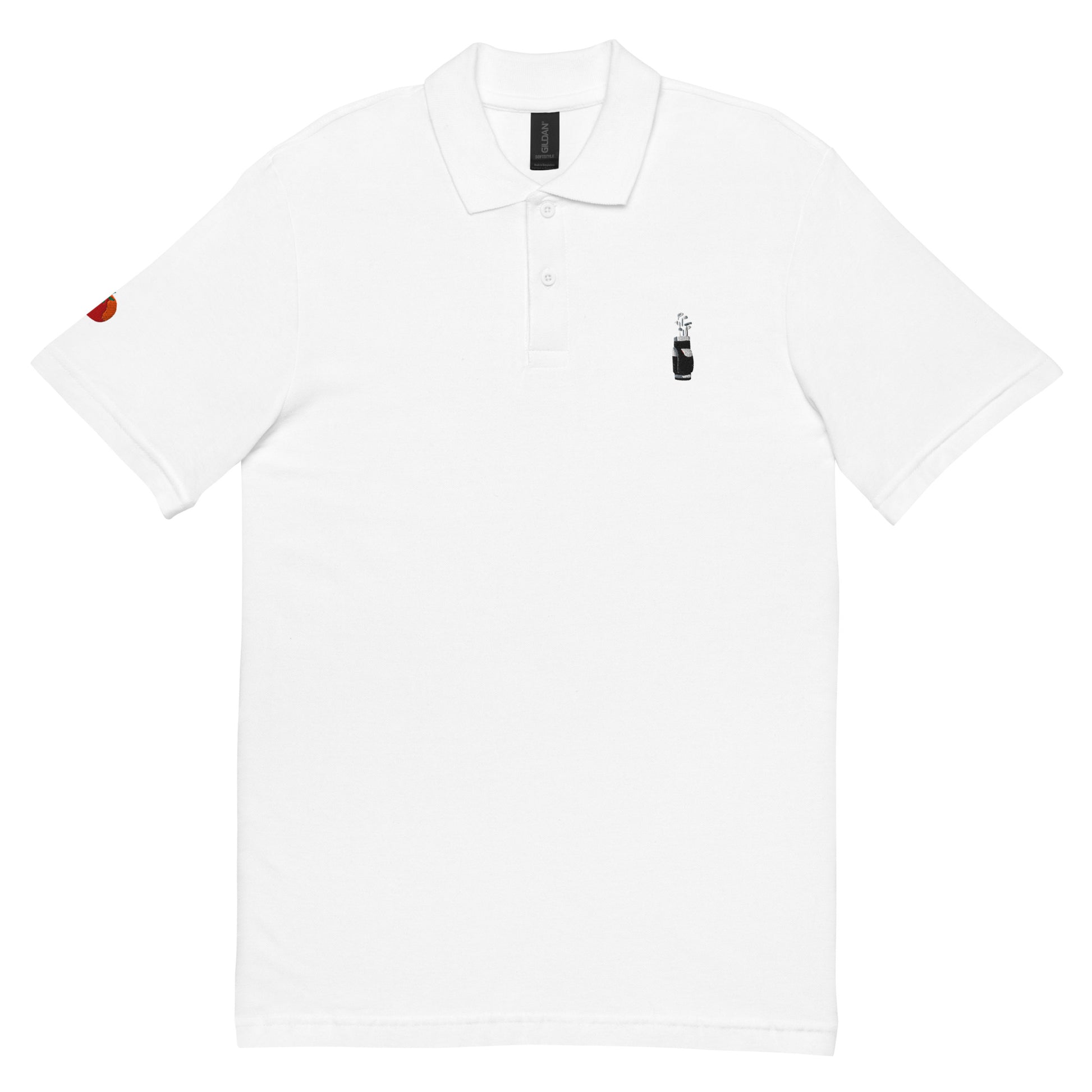Polo de golf blanc brodat amb bossa de pals – Tot Queda en Família