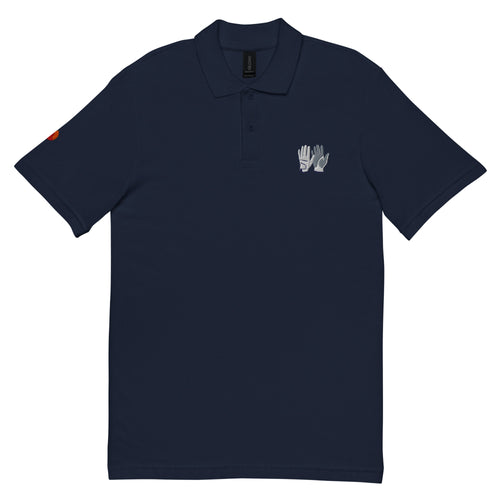 Polo de golf blau brodat amb guants – Tot Queda en Família