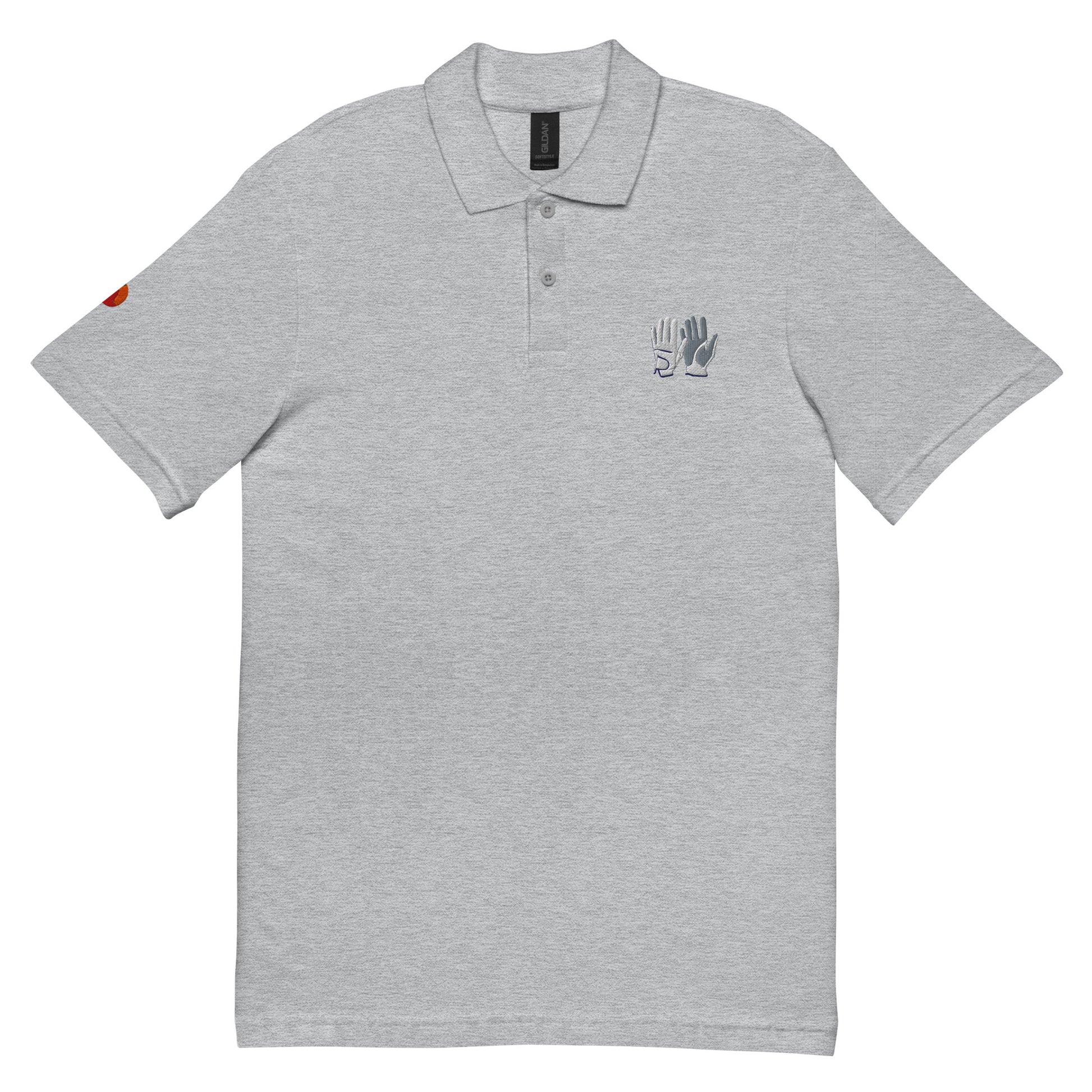 Polo de golf blau gris brodat amb guants – Tot Queda en Família