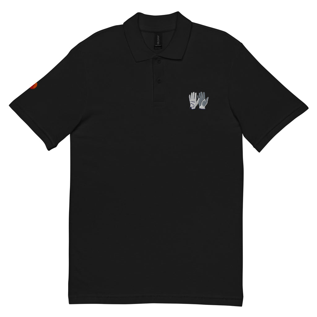 Polo de golf negre brodat amb guants – Tot Queda en Família