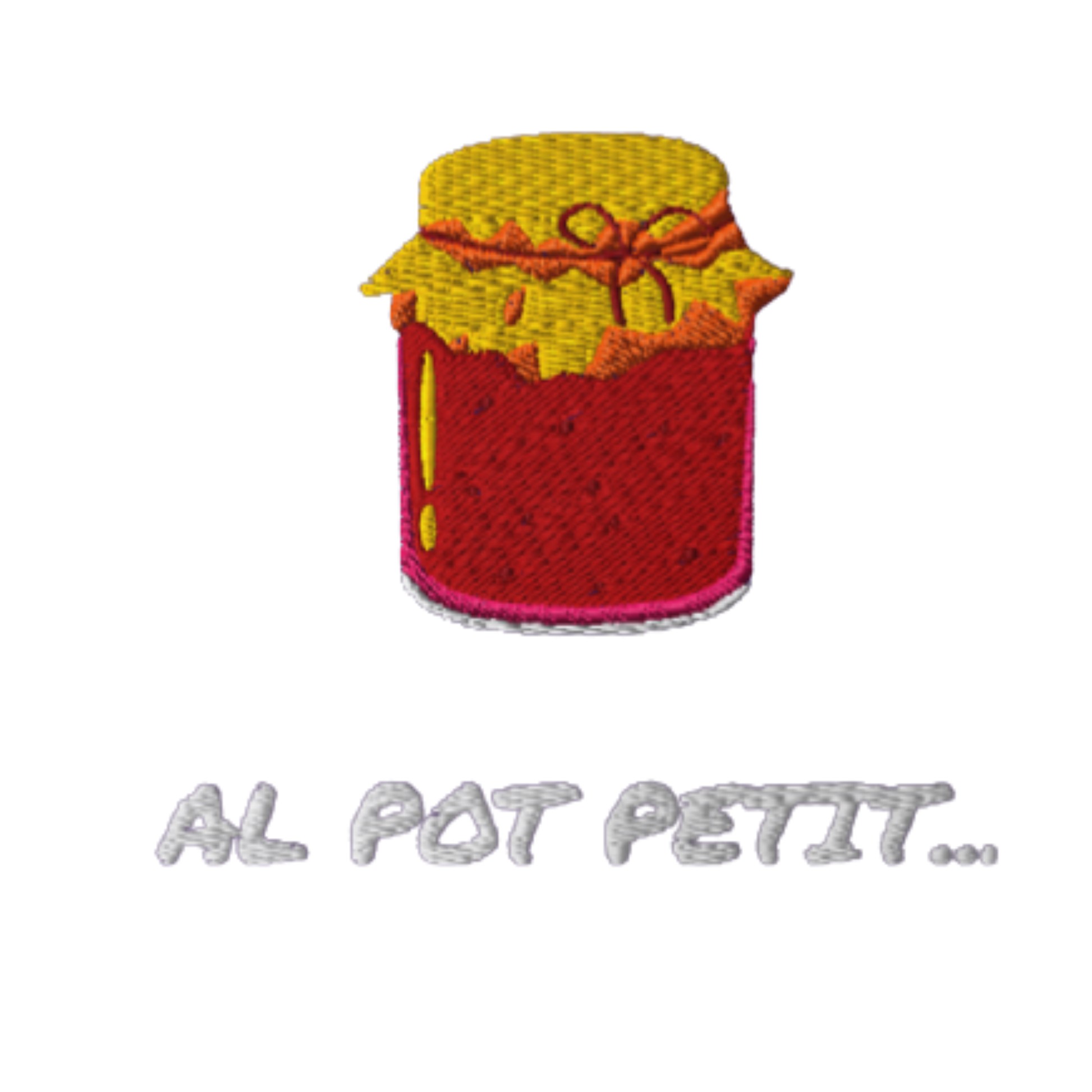 Samarreta brodada blau Al pot petit hi ha la bona confitura – Tot Queda en Família