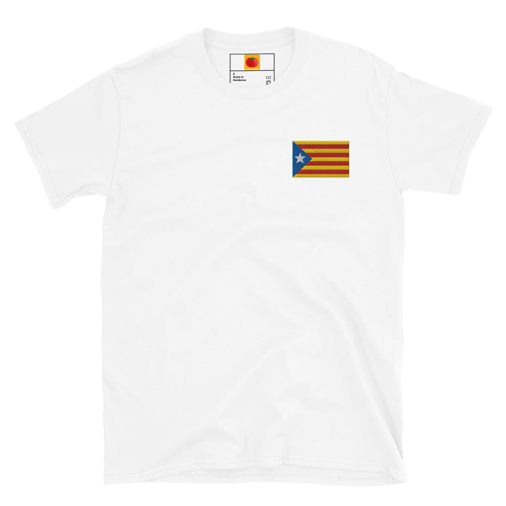 Samarreta brodada blanc amb estelada catalana – Tot Queda en Família 