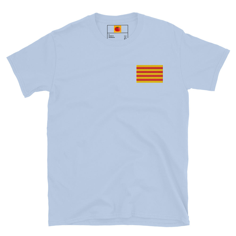Samarreta brodada blau cel amb senyera catalana – Tot Queda en Família