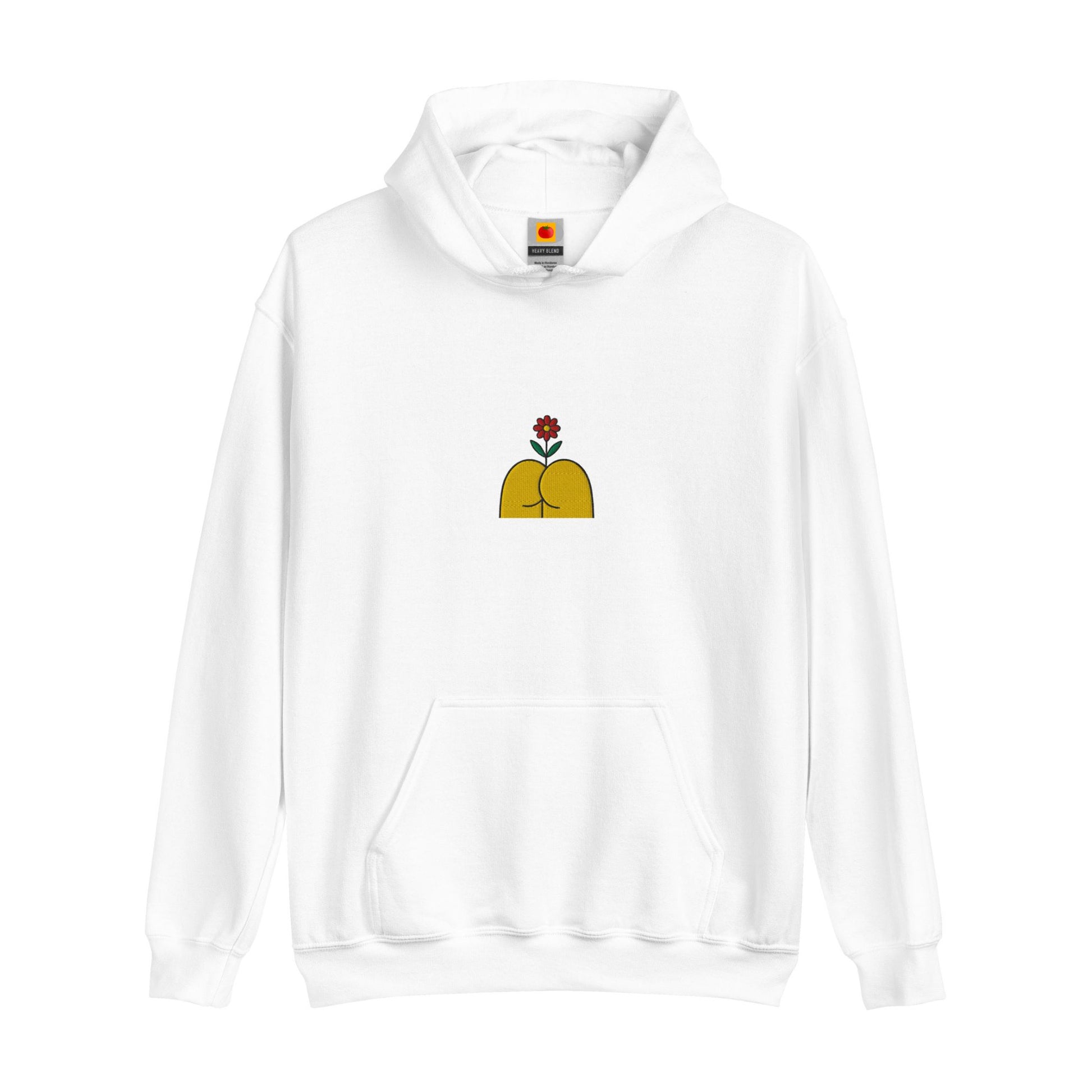 sudadera - dessuadora - brodada flor al cul –  blanc - Tot Queda en Família